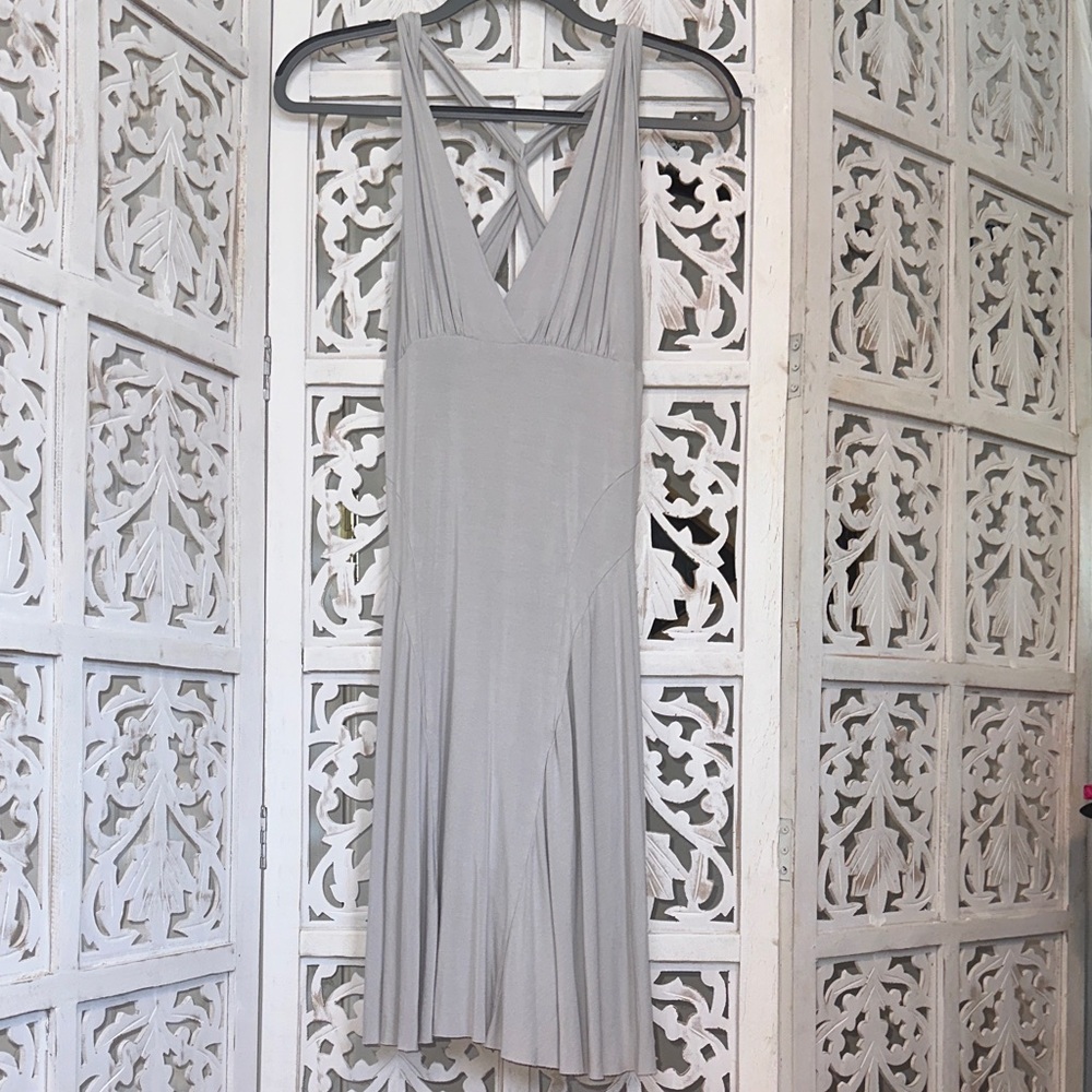 RARE • Sample from Factory • Sleeveless V-Neck Women's Midi Dress in Light Gray